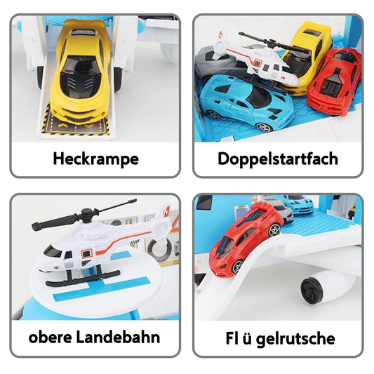 Chinliengu Toy Airplane with 5 Cars & Helicopter Big Airport Set without battery for ages 3+ Learning toy for parent-child, Durable transport toys (Safe gift)