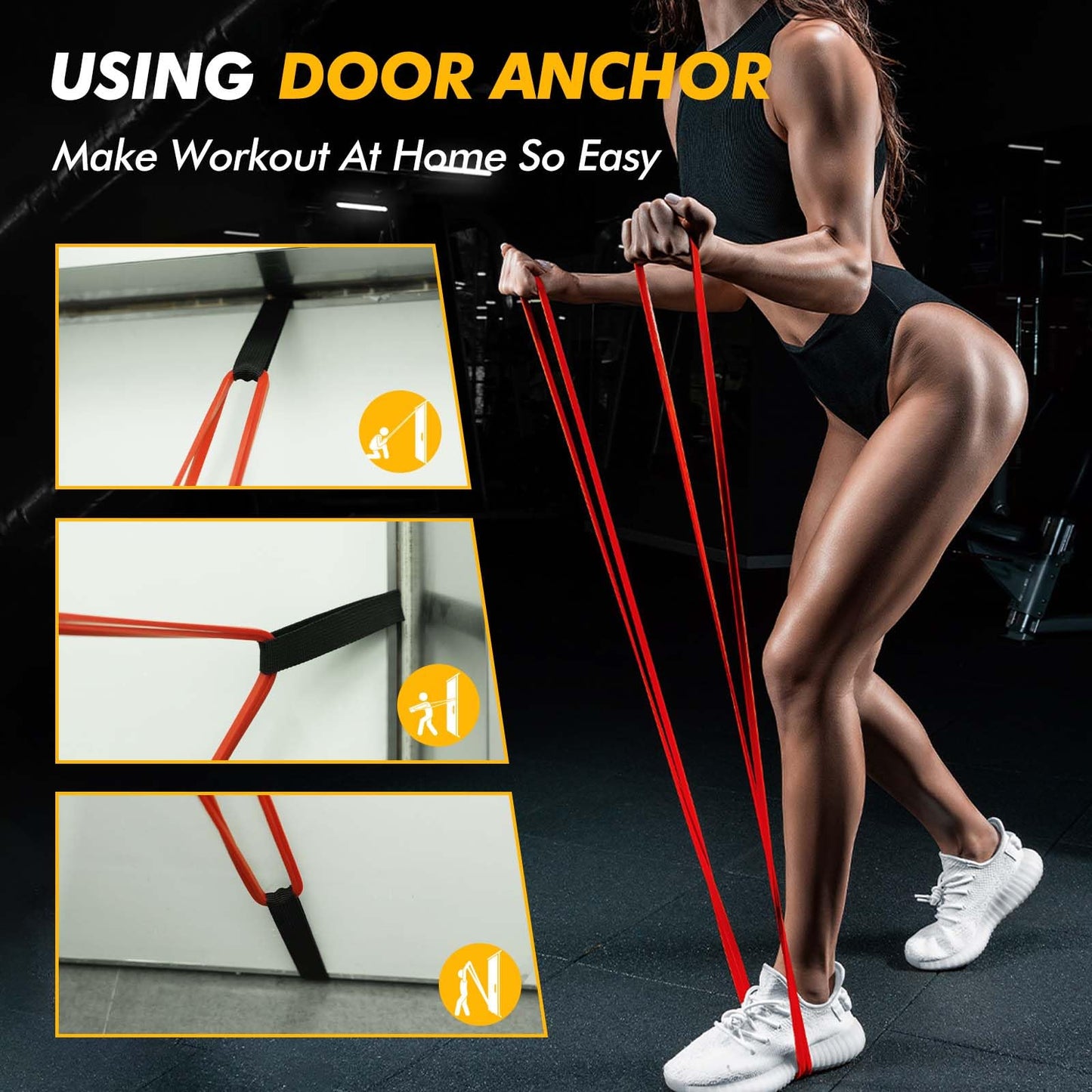Resistance bands set by HANSPY, suitable for men and women. Includes pull-up assistance bands for strength training, home workouts, physiotherapy, yoga. Comes with door anchor, carrying bag, and workout guide.