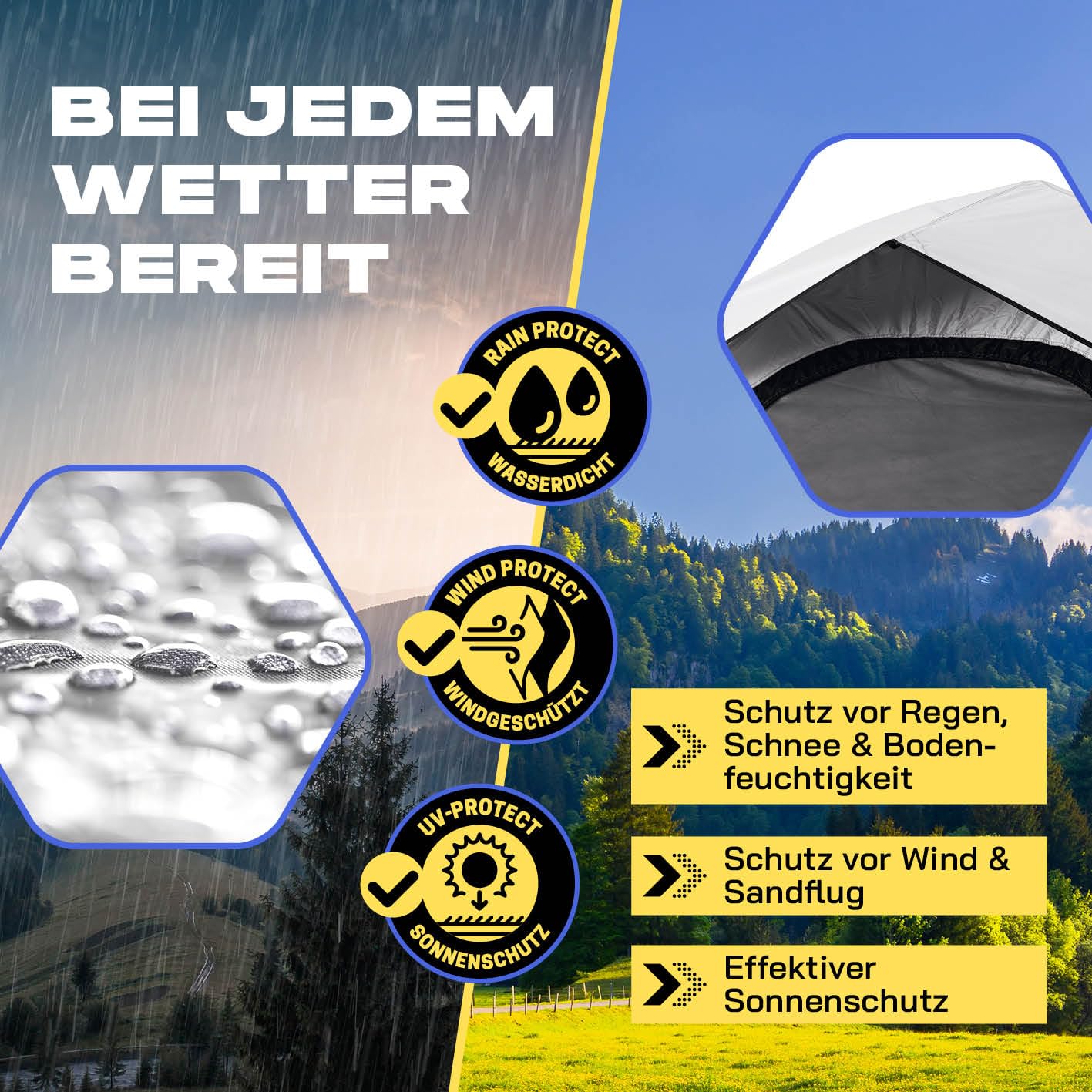 Where Tomorrow Pop up tent | 4 person tent with cooling effect | for camping, outdoor, festival & party | dome tent with sun protection & rain protection | lightweight & waterproof | bivouac