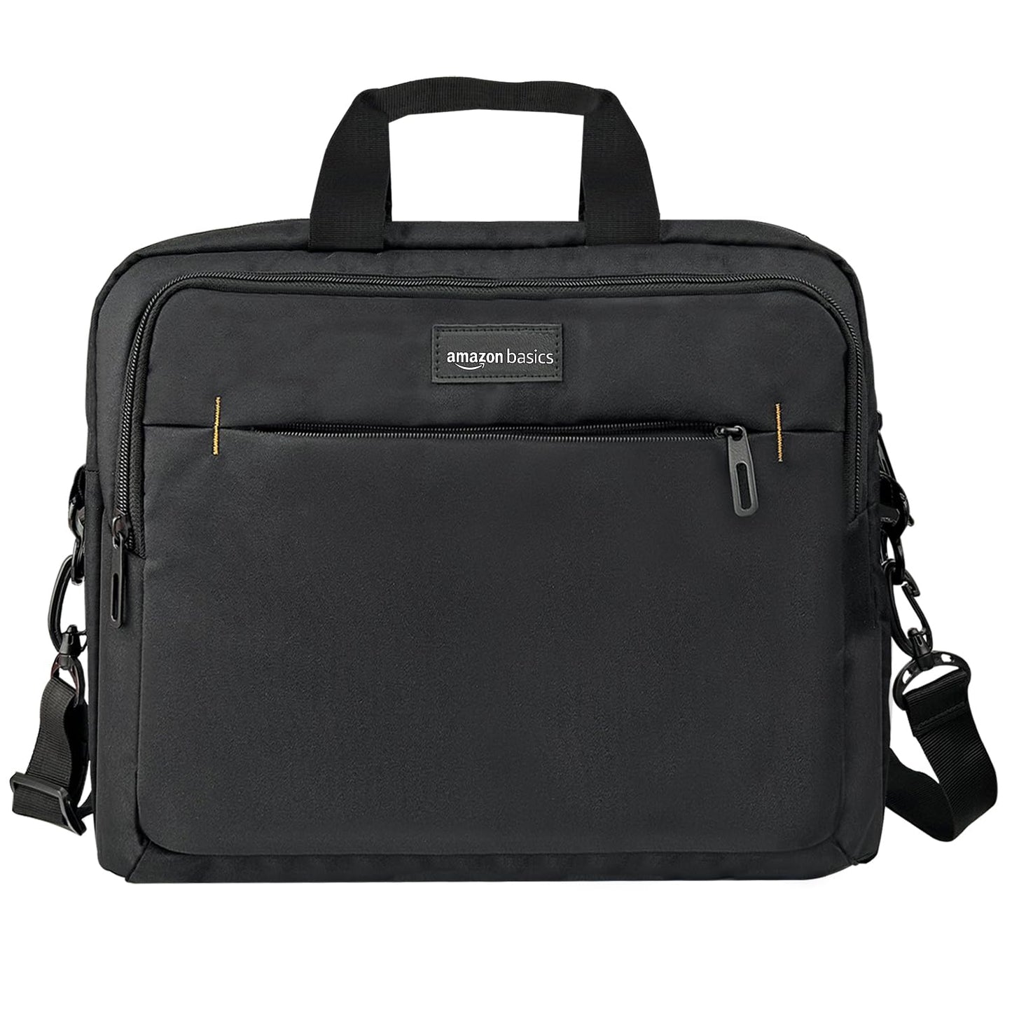 Amazon Basics Compact Laptop Bag, Shoulder/Carry Bag with accessory storage pockets, for laptops up to 15.6 inches (39.6 cm), Black, 1 piece