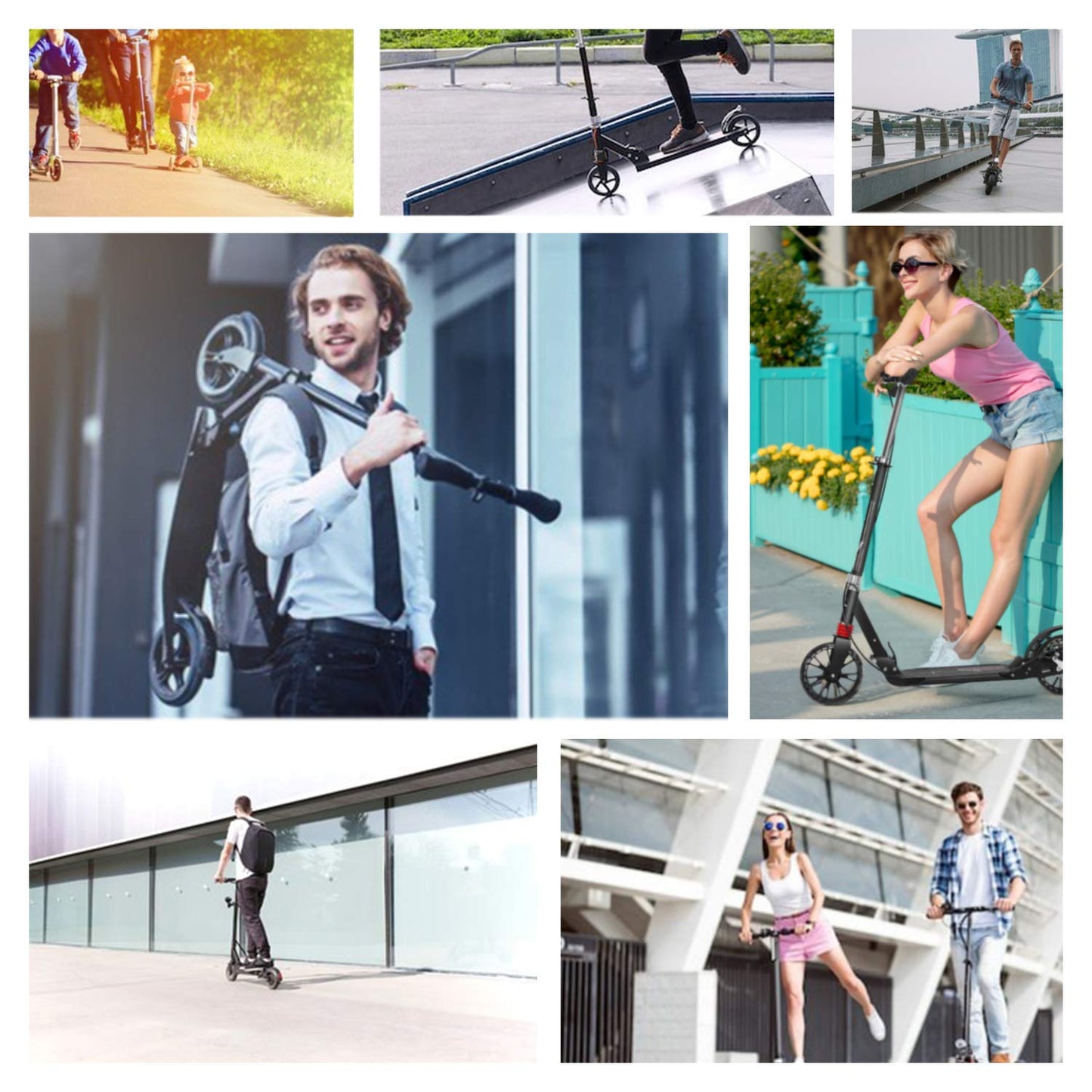 ISE Big Wheel Scooter 200mm Foldable City Scooter with 2 Wheels, Handbrake for Adults and Children, 2 Color Options, High Quality (Starry Sky Style)