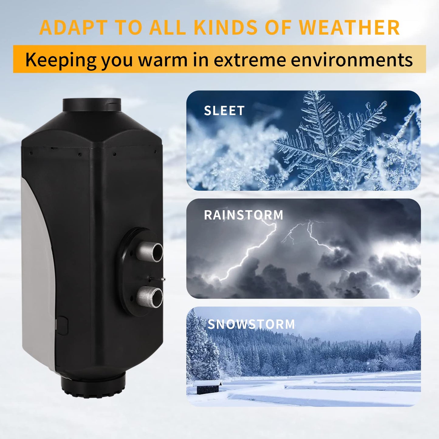 12V 5KW diesel heater, diesel parking heater with 10L tank, LCD monitor, automatic altitude detection diesel air heater for car, truck, bus, RV, and trailer.