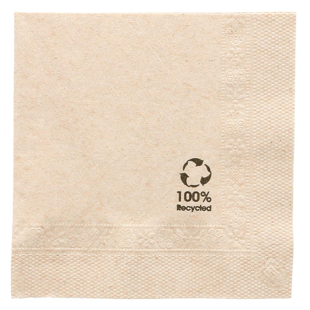 Napkins Ecolabel 2-Ply 18 g/m2 20x20 cm Natural Recycled Tissue - 4800 units.