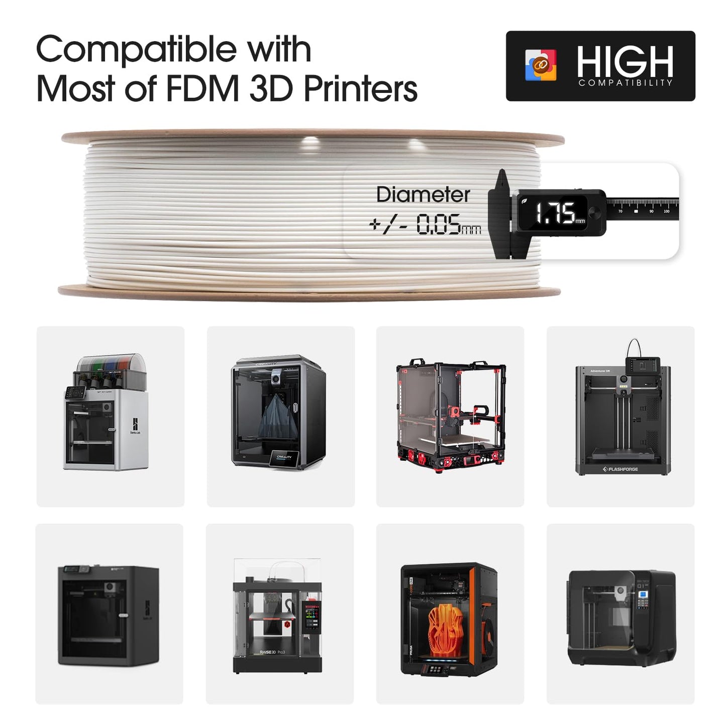 eSUN ASA+ Filament 1.75mm, Weather Resistant 3D Printer Filament, 1KG Spool (2.2 LBS) 3D Printing Materials for 3D Printers, Warm White