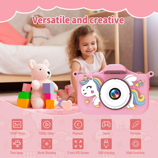 MYSTILUCK Kids Camera, 1080P HD Digital Camera for Kids with 2.0" Screen & 32GB Card, Camera Toy for Boys & Girls, Children 3-12 Years Christmas & Birthday.