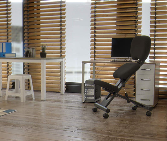 Cinius Ergonomic Chair Orthopedic Knee Chair with Back Computer Chair Knee Stool Fabric Black Color