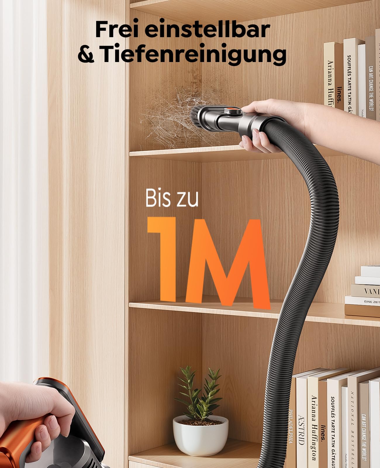 Fieety Cordless Vacuum Cleaner, 45KPa/550W/60Min with Wall-Mounted Charging Station, Aromatherapy, Auto Mode, Touchscreen, 1M Extendable Hose for Hard Floors Carpets Pet Hair Car