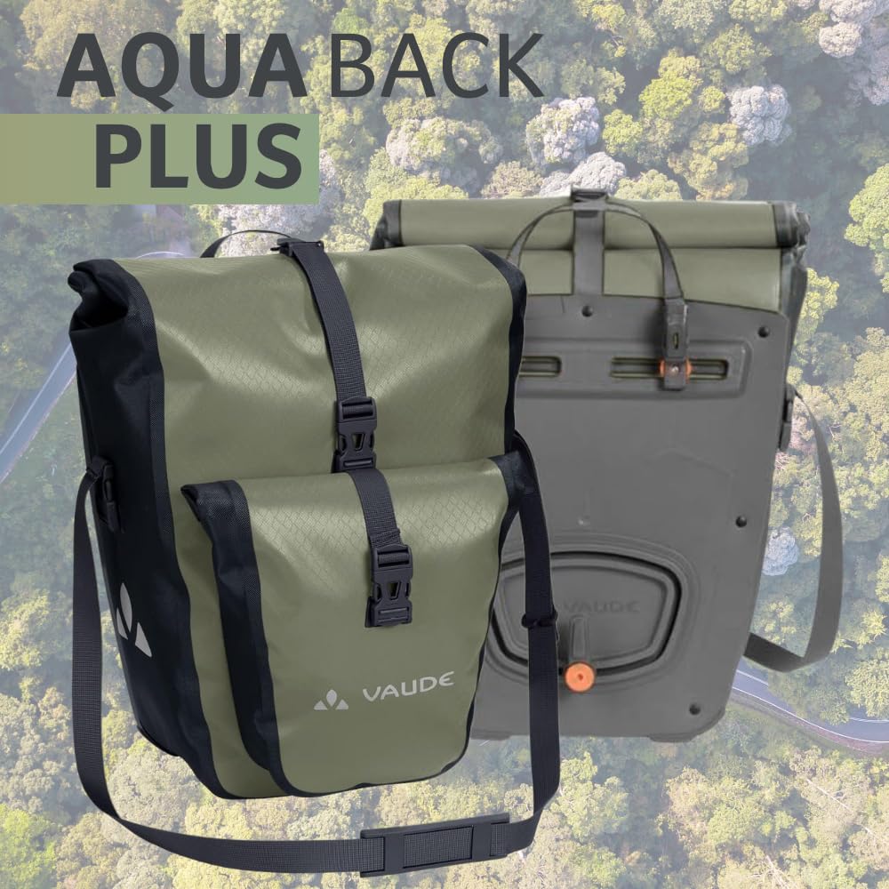 VAUDE Bike bags for rear carrier Aqua Back Plus, 2 x rear bags waterproof, 51 liters total volume, bicycle rear rack bag, easy attachment - Made in Germany