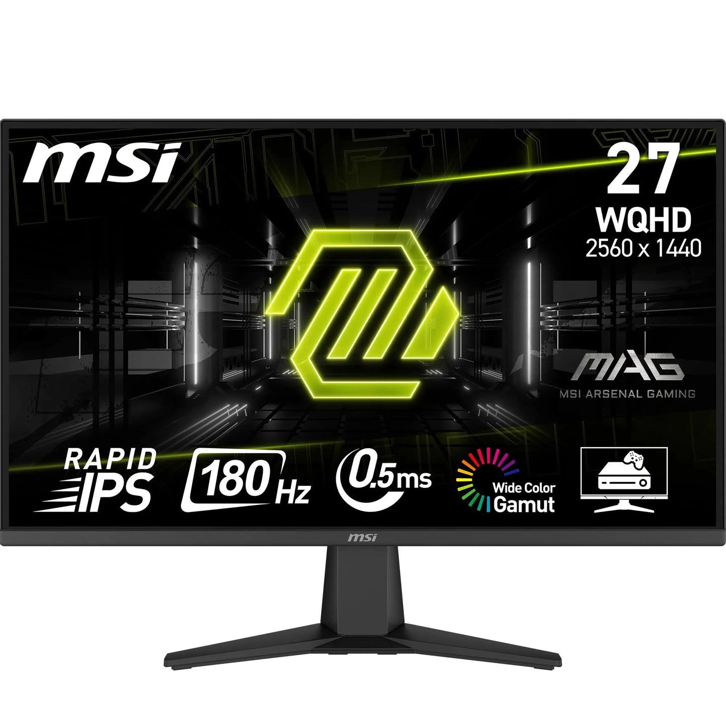 MSI MAG 275QF 27-inch WQHD Gaming Monitor features a 2560 x 1440 Rapid IPS Panel, 180 Hz / 0.5ms (GtG, Min.), 101% sRGB Colour Gamut, Frameless Design, HDR Ready. It supports DisplayPort 1.4, HDMI 2.0b (WQHD@144Hz).