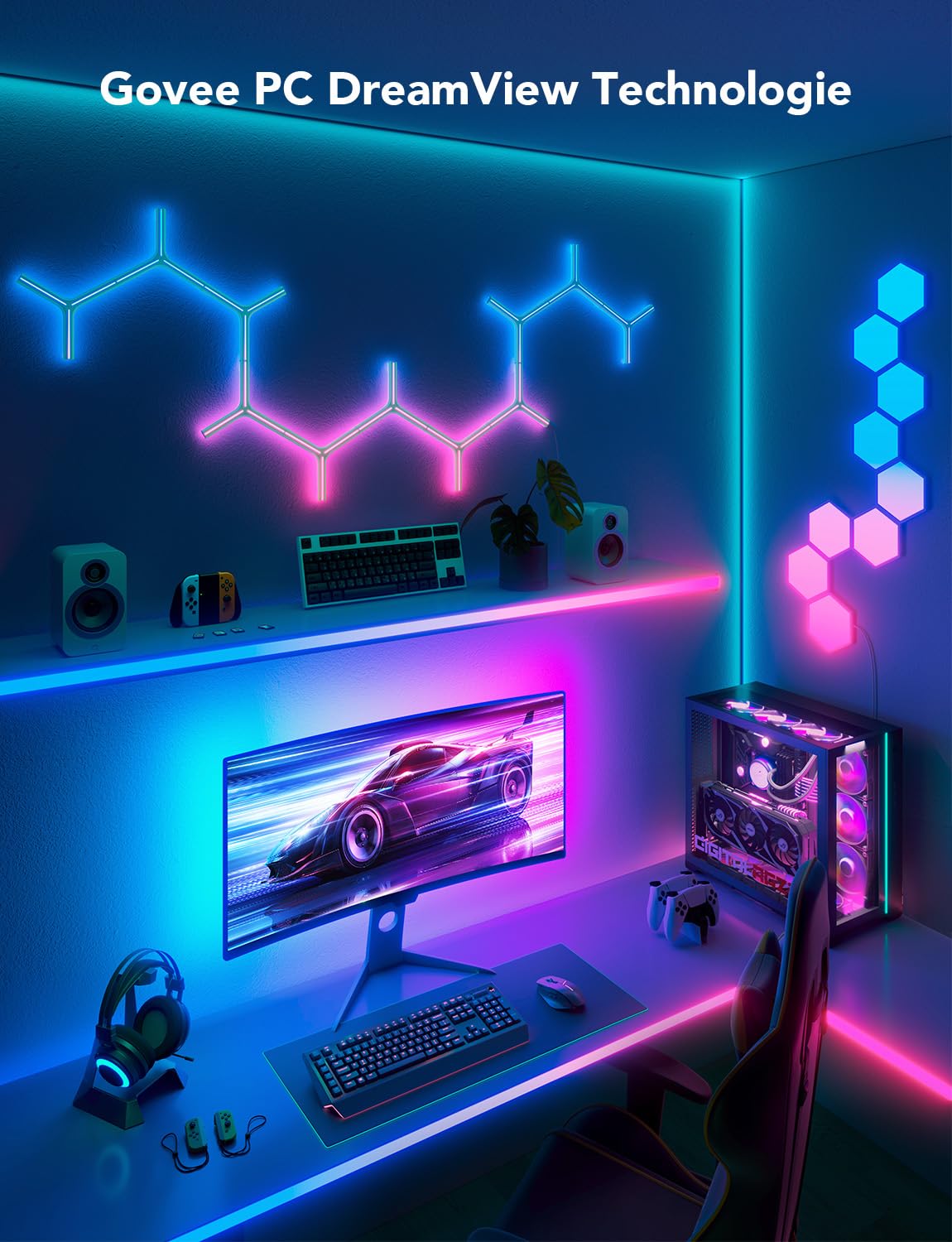 Govee Gaming Light for Monitor G1, TV LED Backlight for 27-34 inch TV or PC, Smart RGBIC Wi-Fi TV Backlight, Double Beads with 123 Scene Modes, App Control, Compatible with Alexa