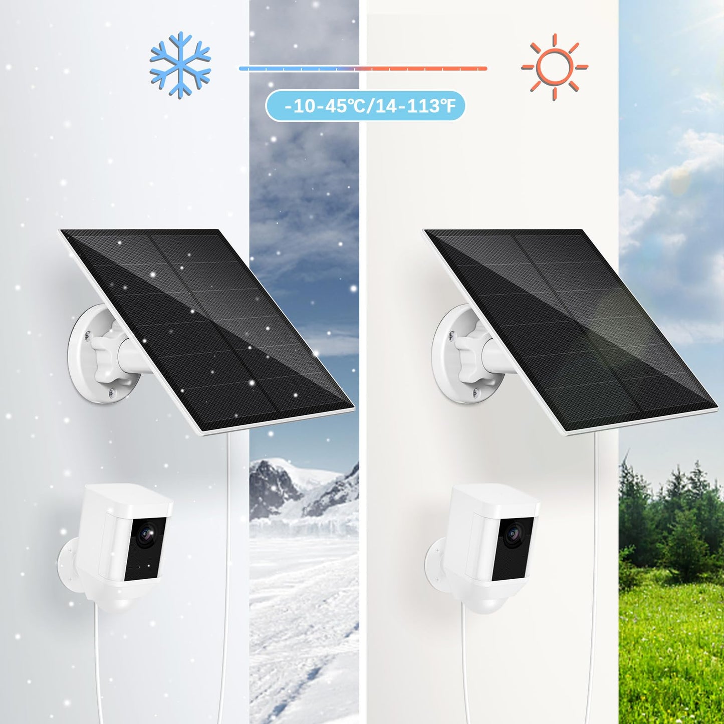 Solar panel for Ring camera, 5W camera solar panel compatible with Ring Spotlight Cam Battery & Stick Up Cam Battery, Stick Up Cam 2nd and 3rd Gen. with barrel plug.