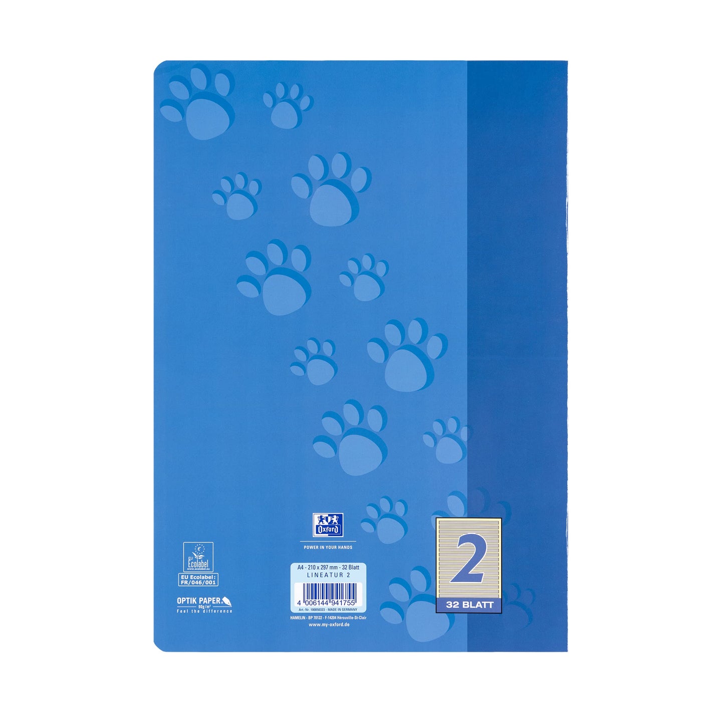 Oxford notebook A4, 32 pages, ruling 2, lined, pack of 10