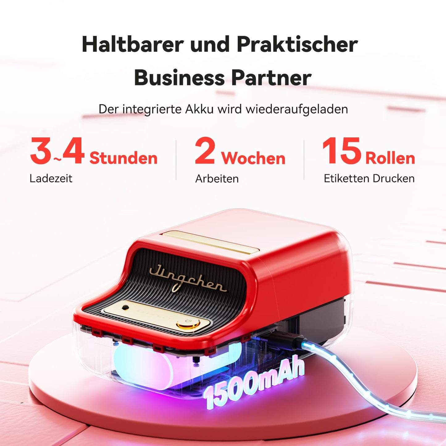 NIIMBOT B21 Label Printer, Self-Adhesive Labeling Machine Bluetooth Label Maker Sticker Printer, Portable Label Printer for Barcode Retail Office, Red.