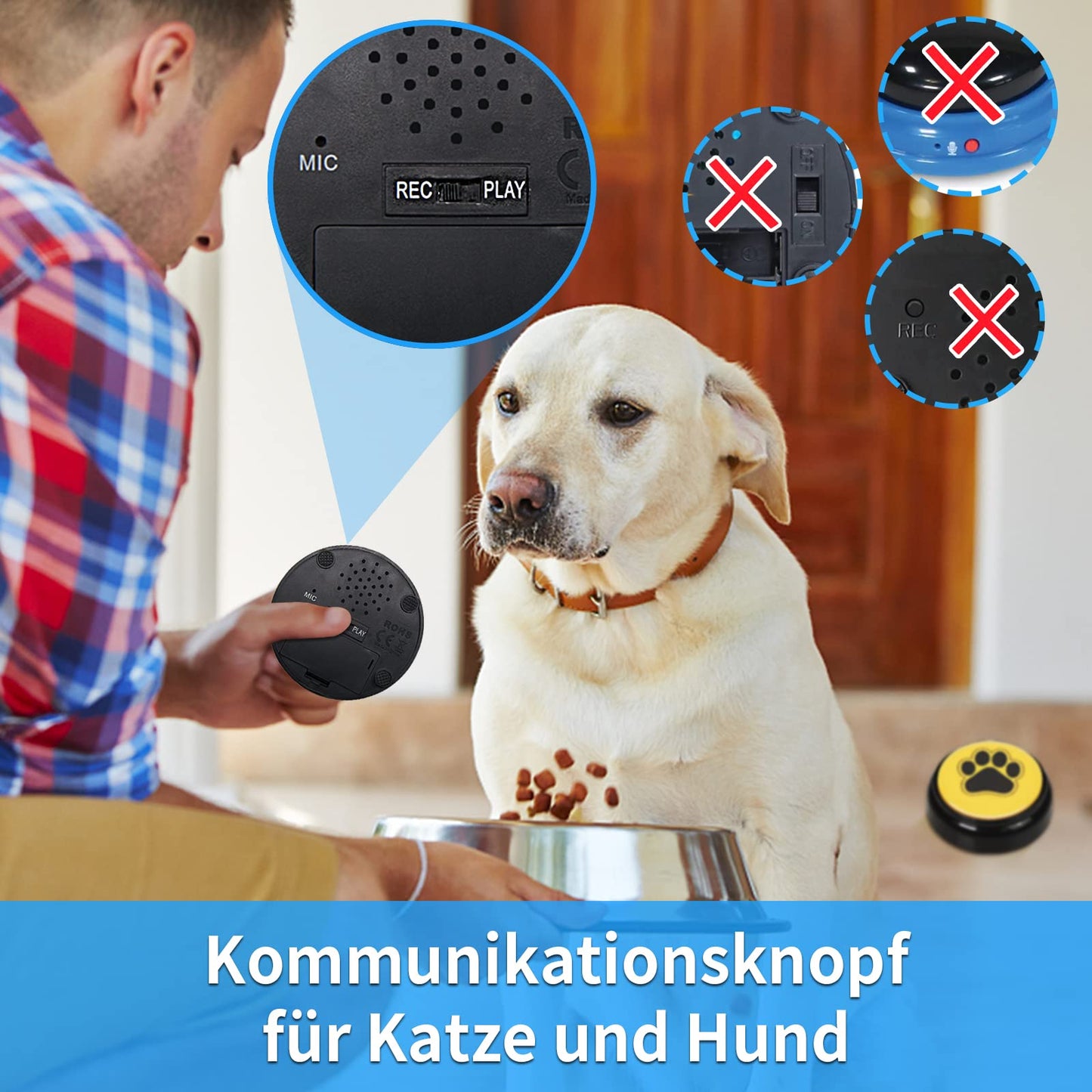 Chunhee Training bell for dog, cat training buzzer, dog buttons to speak/eat something/go out interactive toy pet tool 6 colors
