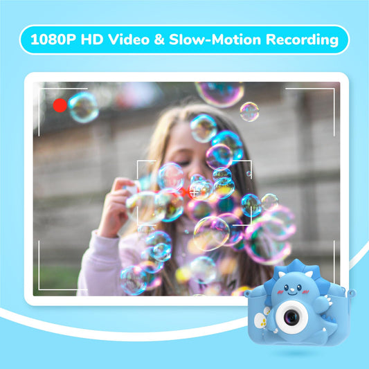 Children's camera, HiMont digital camera for kids with 32GB TF card & 2.0" screen, 1080P kids camera & selfie video camera, gifts for birthday Christmas, toys for 3-12 girls boys (Blue)
