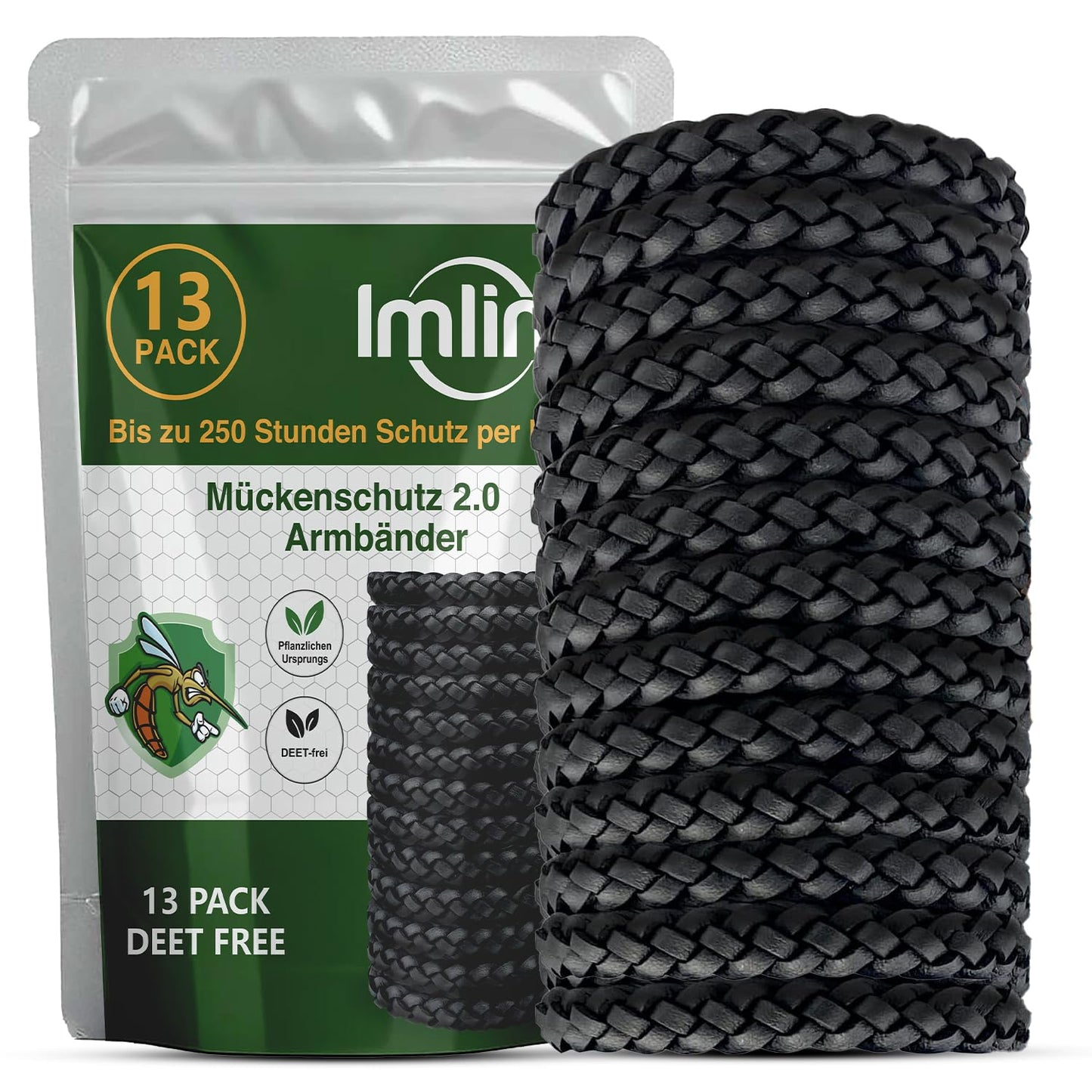 Mosquito repellent bracelet (13 leather pieces) Anti-mosquito bracelet for camping - DEET-free protection against mosquitoes for adults.