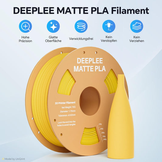 DEEPLEE Matte PLA Filament 1.75mm 3D printer filament, dimensional accuracy +/- 0.02mm, suitable for most FDM 3D printers, White 4KG