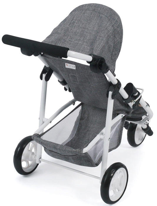 Bayer Chic 2000 - Doll Buggy Lola, Jogging Buggy, Doll Jogger, Doll Carriage, Grey Jeans, 70 x 33 x 62 cm