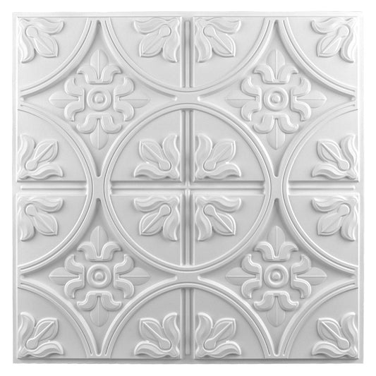 Art3d 12 pieces, 4.5 sq.ft Ceiling Tiles, 3D Wall Panels, 61 x 61 cm, Self-Adhesive, Classic Style, White.