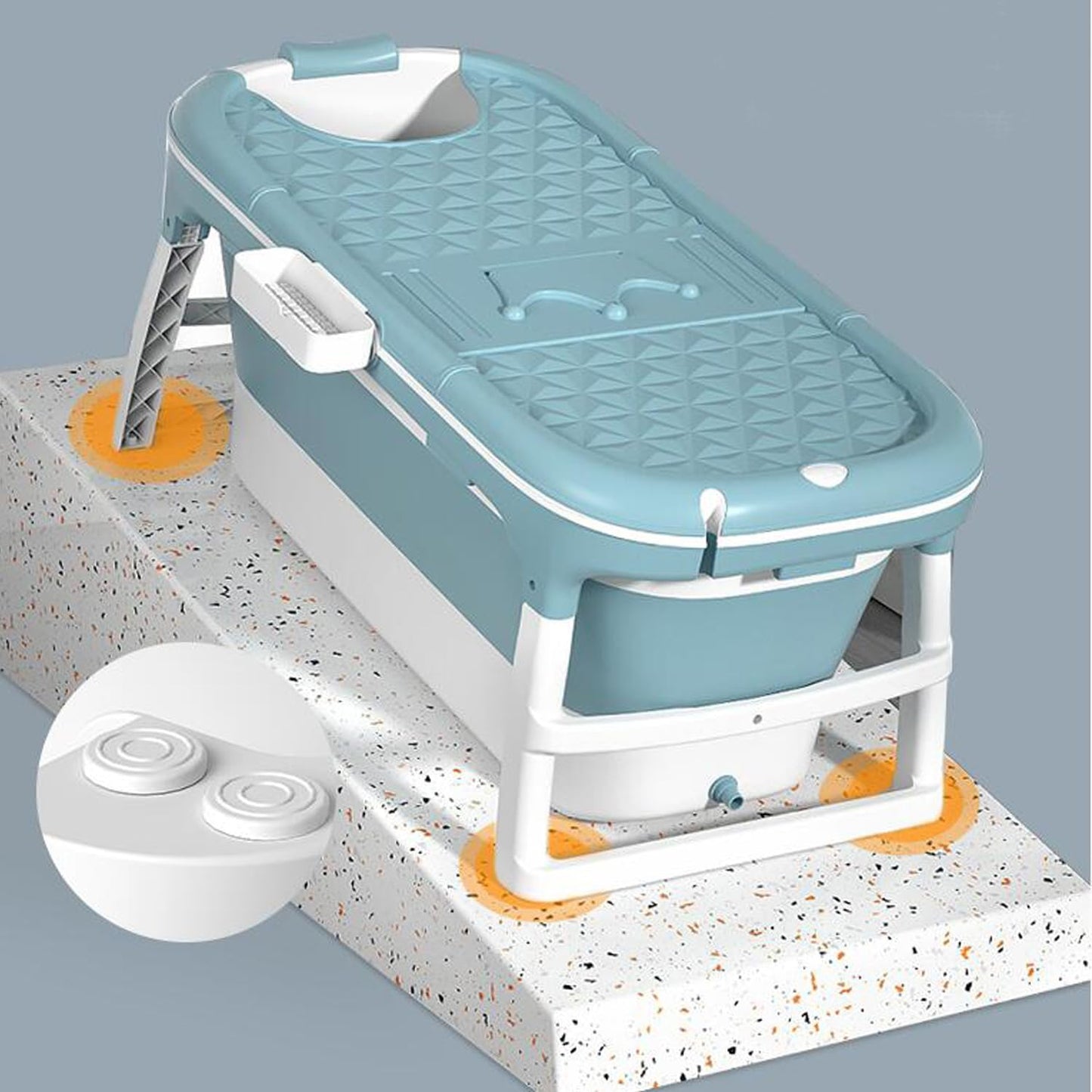 A 3-in-1 foldable bathtub for toddlers & kids, adults, pets; large portable bathtub, plastic, for shower, with removable cover (127*61*52 CM)