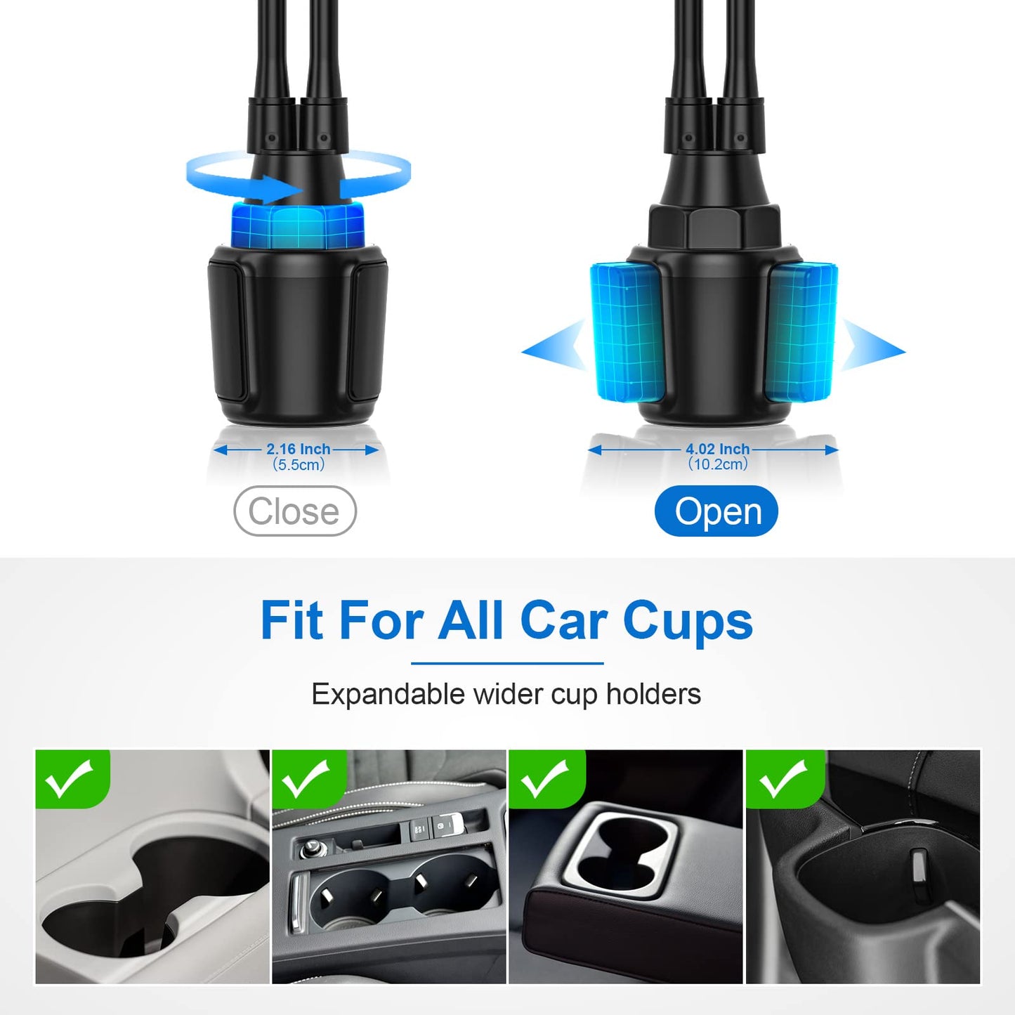 Oilcan Dual Auto Holder Tablet Drink Holder, Car Cup Tablet Holder Stand with Gooseneck Strong Long Arm for iPad mini Air Pro, iPhone, Galaxy Tab, 4-12.9" Phones and Tablets
