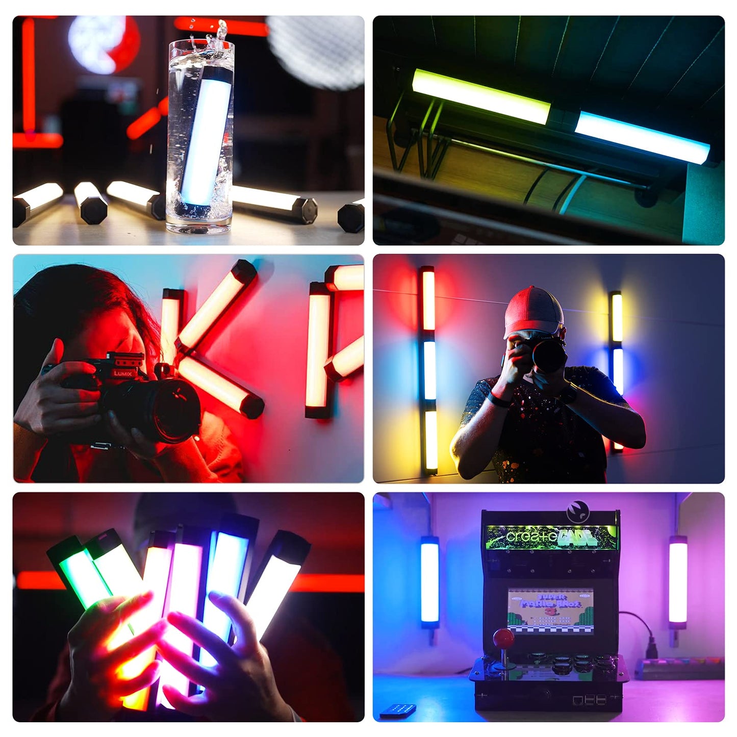 LUXCEO P200 LED video light stick, handheld photography light waterproof, 4000mAh built-in battery, magnet with APP remote control 3000K-6000K, short portable mini LED lamp