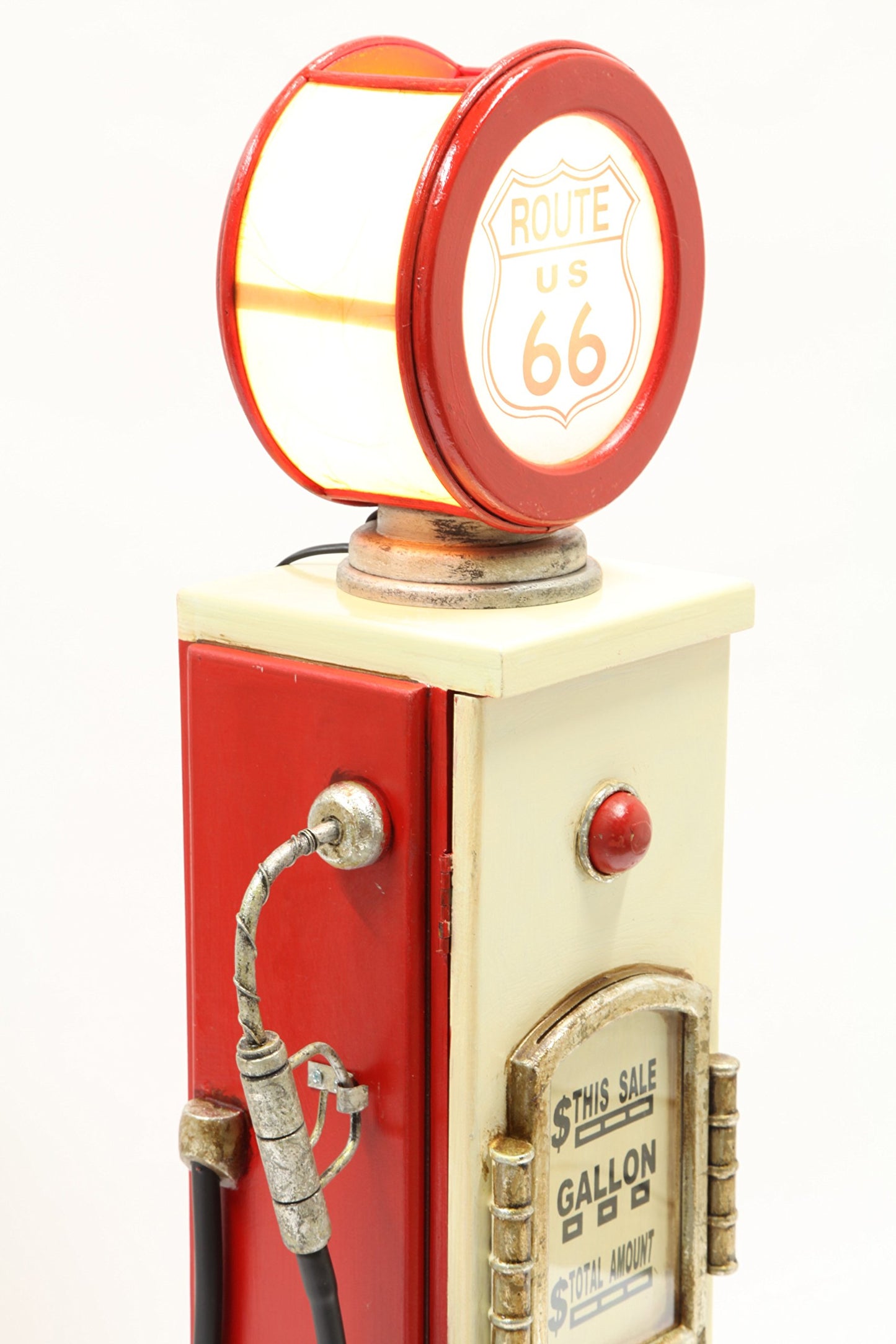 Point-Home - CD cabinet in retro style, shaped like a gas pump, with lighting.