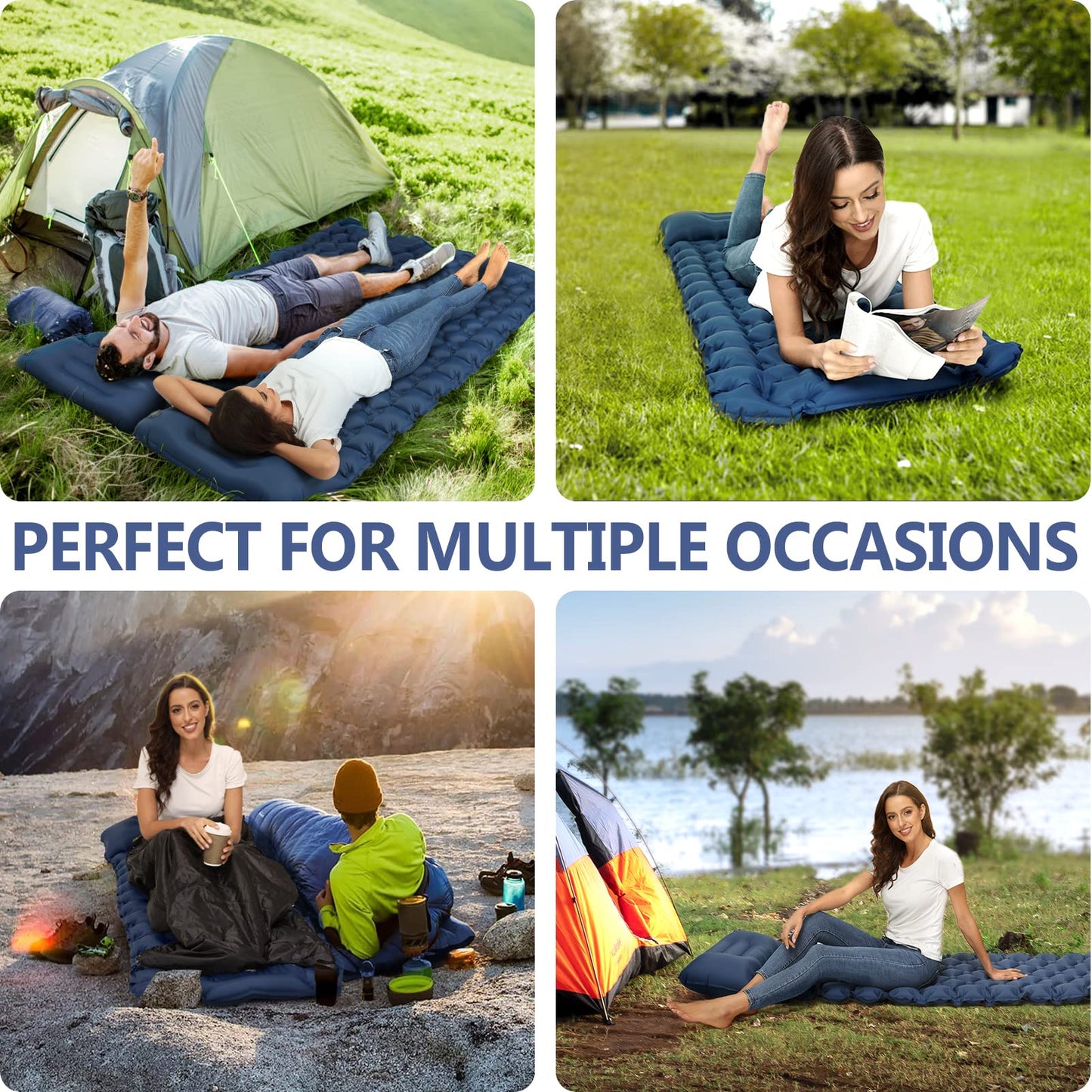 Kiaitre Self-Inflating Sleeping Pad, 9CM Ultralight Inflatable Air Mattress, Portable Compact Camping Mat Air Pad for Camping, Hiking, Backpacking, and Trekking.