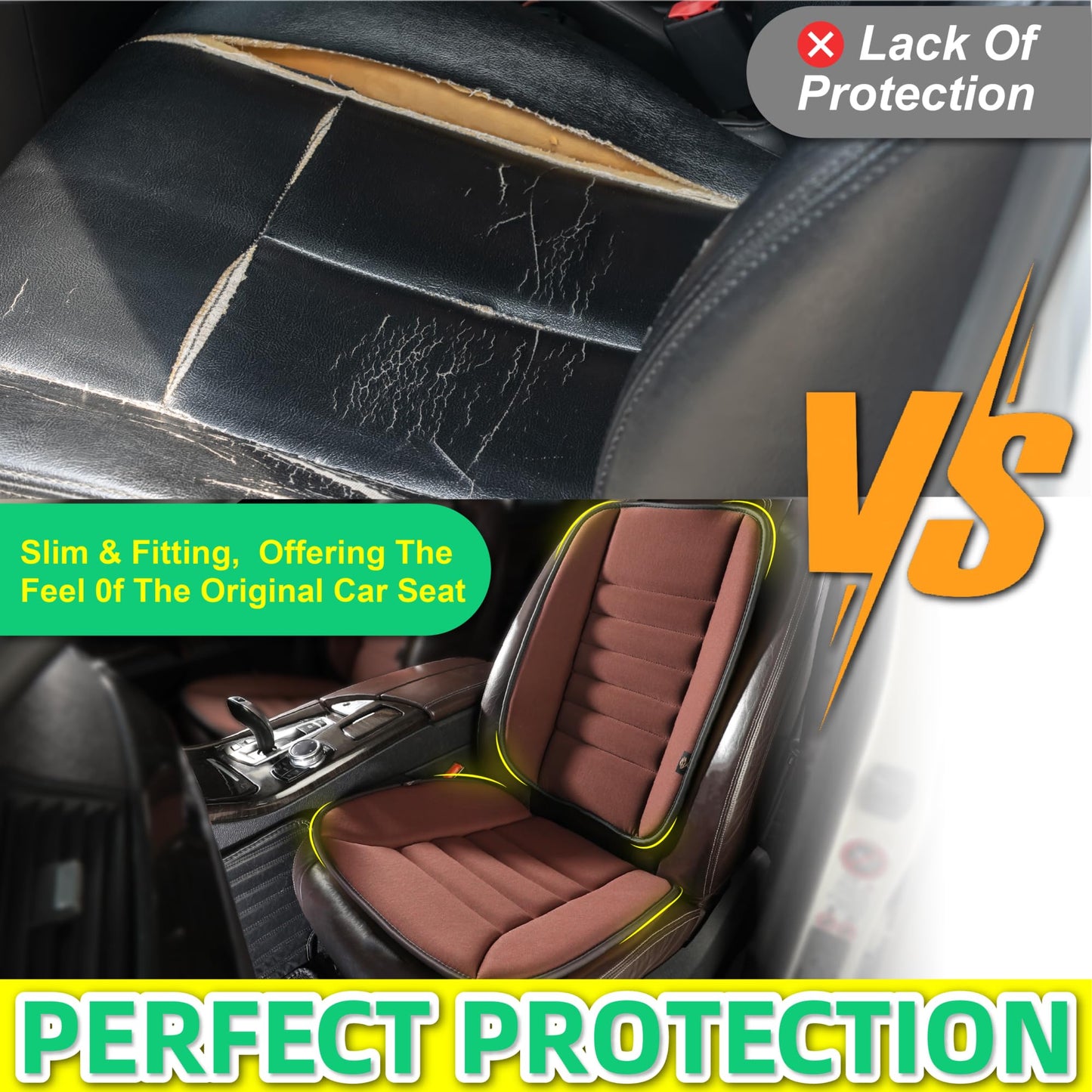 Kingphenix car seat cushion with back support cushion: enhanced comfort memory foam design for pain relief, great for drivers and office use, ergonomic lumbar comfort for extended sitting, Brown