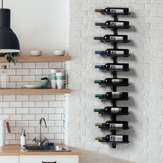 Yaheetech wine rack bottle holder storage shelf for wall made of metal 10 bottles, Black