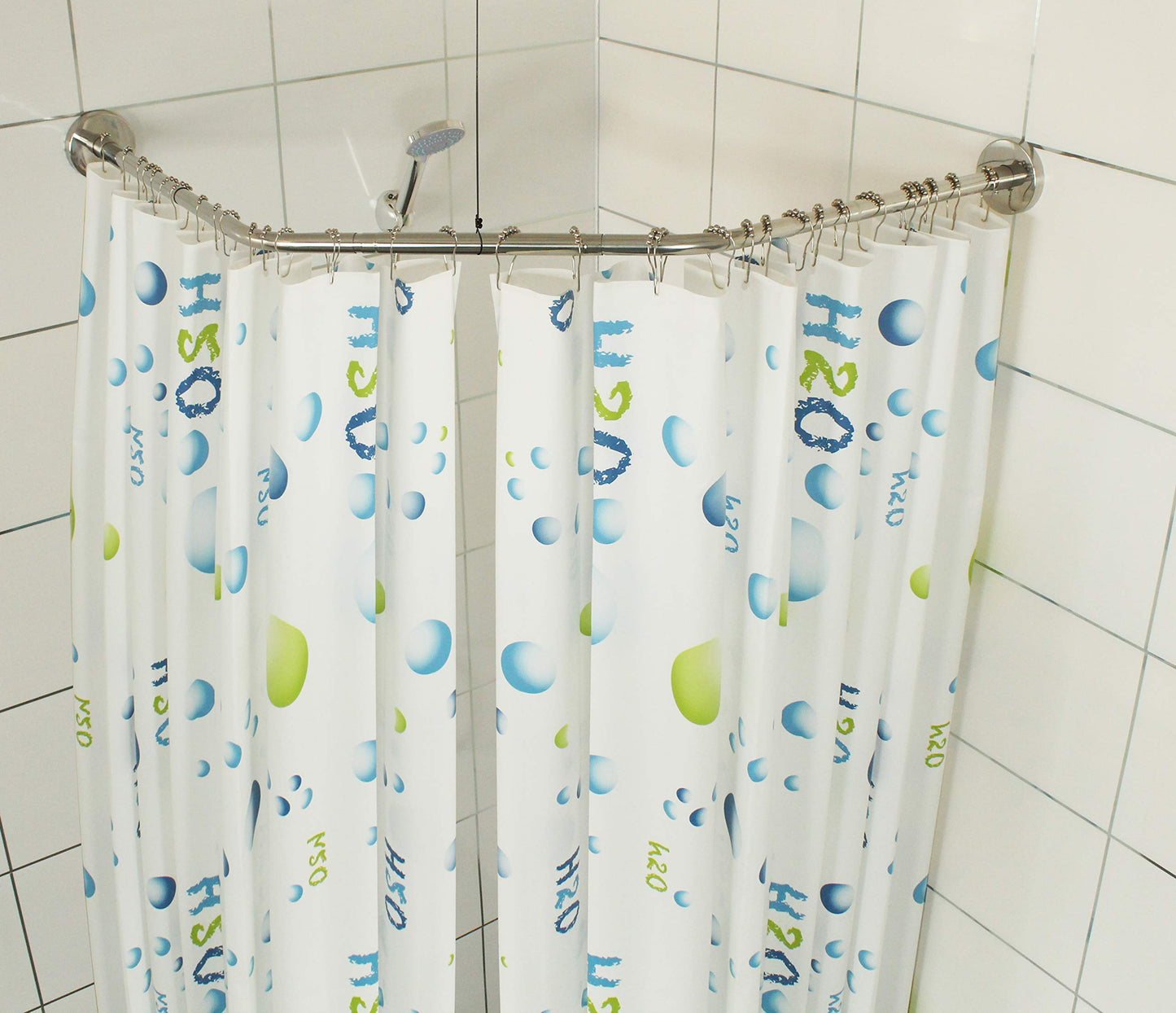 Sikaiqi Extendable 304 Stainless Steel Diamond Shape Bathroom Bathtub Corner Shower Curtain Rod (Diamond shape, both sides: 43-65 cm, center: 51cm-66 cm)
