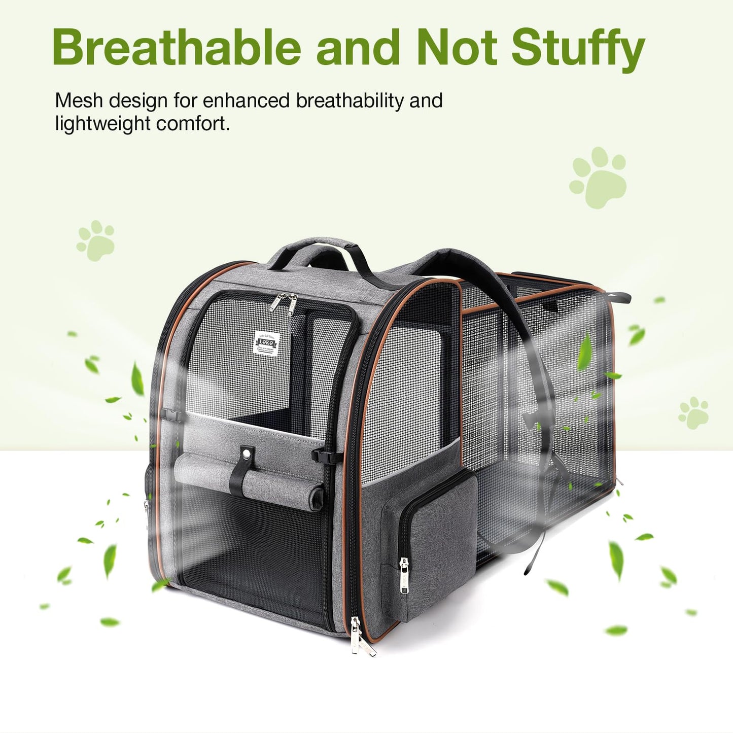 Lekebobor Cat Backpack Carrier, expandable pet carrier backpack for small dogs, medium cats, up to 18 lbs, dog backpack carrier, hiking, outdoor use