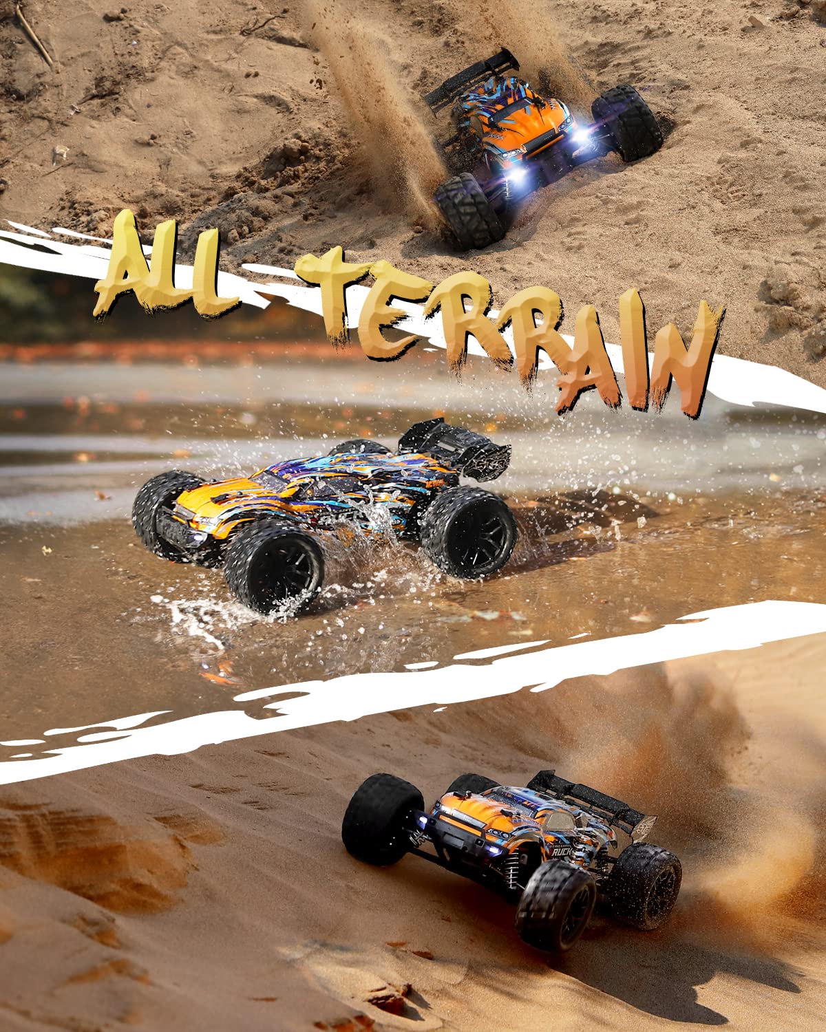 HAIBOXING Remote Control Car 4WD RC Car 1/18 36 km/h All Terrains Offroad Electric Vehicle 2.4 GHz Offroad Monster Truck Buggy with 2 rechargeable batteries for kids and adults.