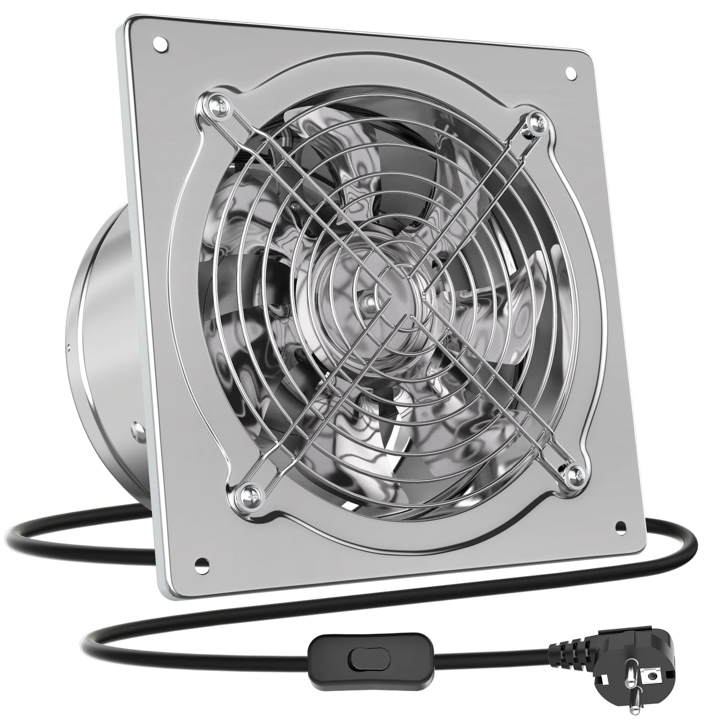 HG Power 250mm exhaust fan 1680m³/h bathroom fan quiet with backdraft damper Powerful wall fan with EU plug for kitchen bathroom garage basement.