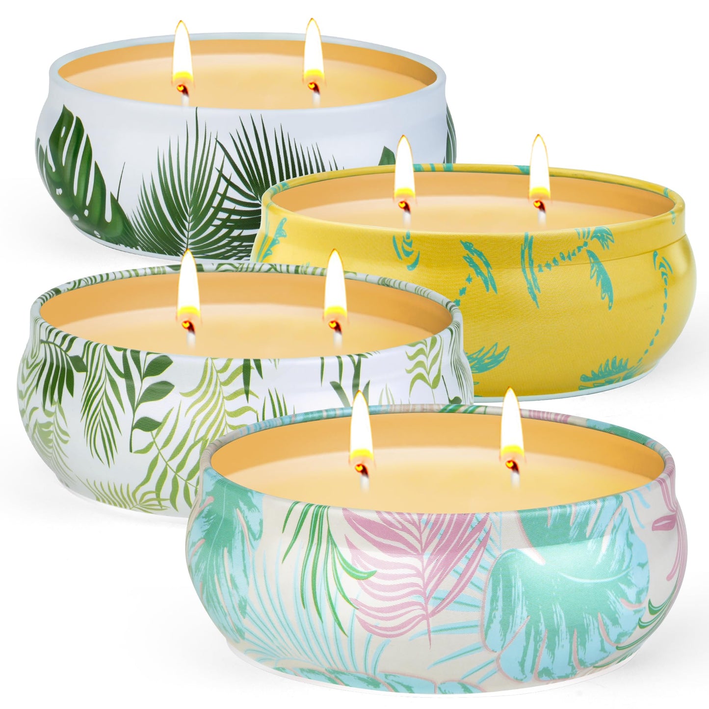 Citronella candle outdoor large 4x180g soy wax - 250h burning time with 2-wick system - Outdoor candle for garden, patio & picnic, candle gift sets