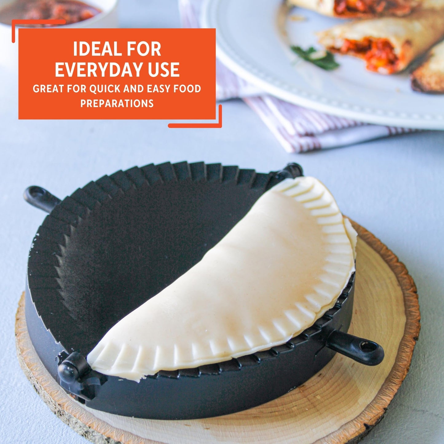 Imusa USA IMU-71006W Jumbo Empanada Press, easy to use, made of plastic, Black.