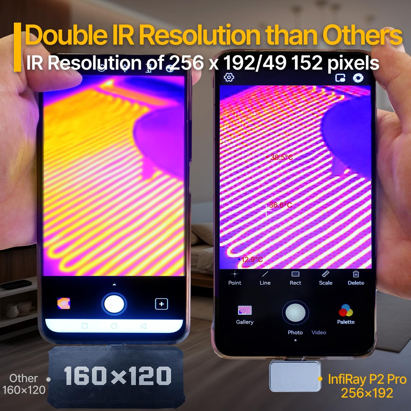 Thermal camera - Android Type-C, InfiRay P2 Pro, magnetic macro lens, 9g all-metal housing, 25Hz, Engineer Pro-class infrared thermal camera for industry, home, circuit board inspection.