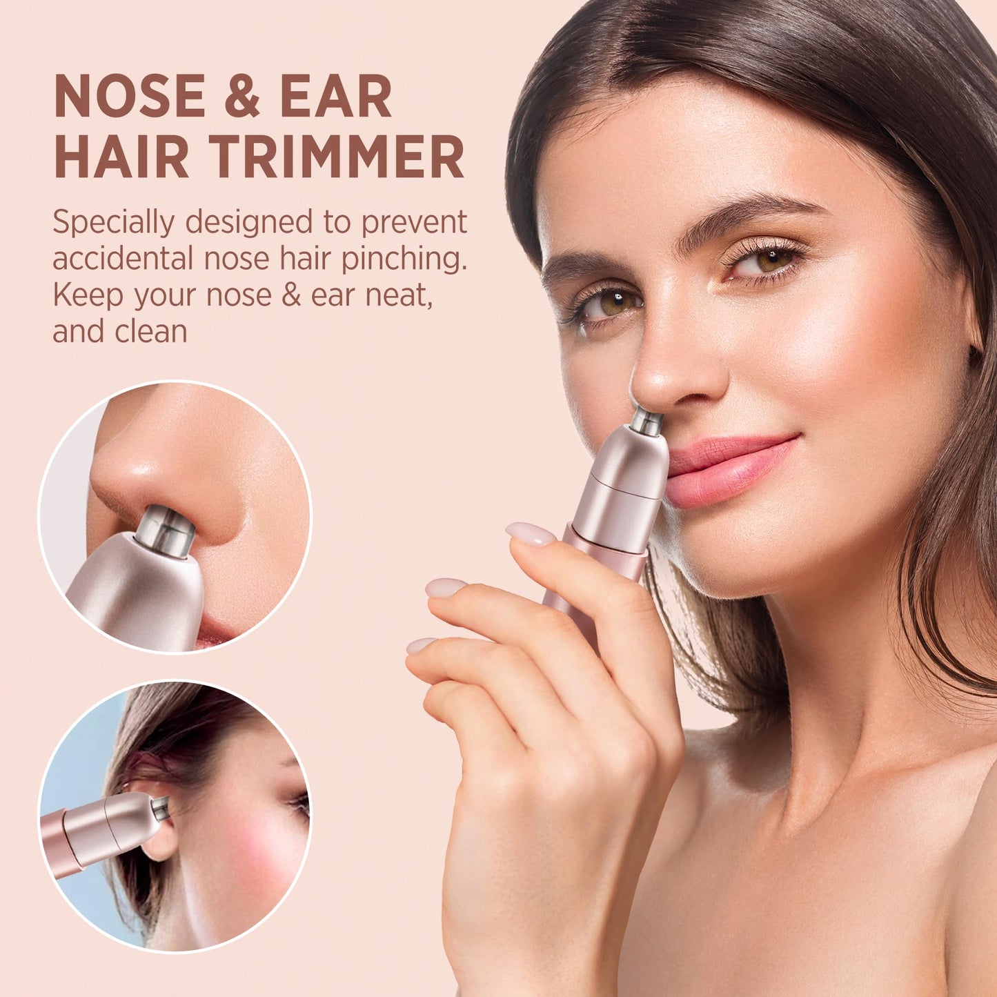 2-in-1 electric shaver for women: painless facial and nose hair trimmer - rechargeable for convenient hair removal on face, nose, ears.