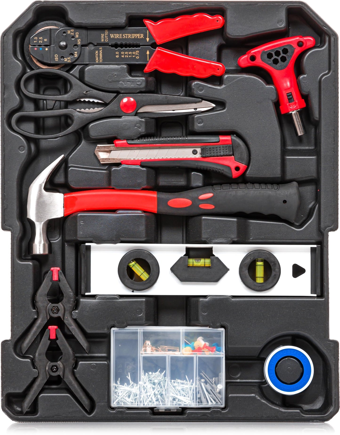 Kanwod KTOTC-1054 tool kit filled with 1000 pieces | Tool trolley set for DIY enthusiasts and master craftsmen | for workshop and household | includes wrenches, hammer, and more.