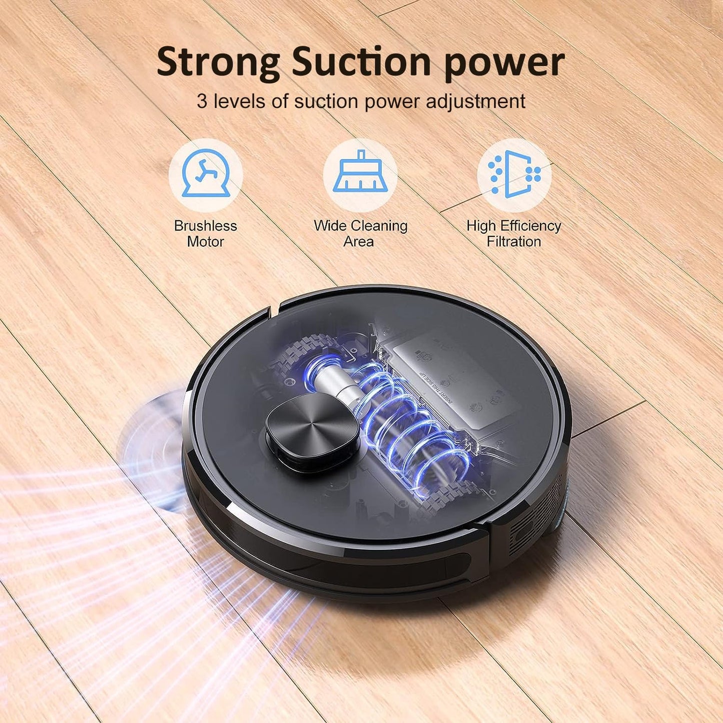 Lubluelu robotic vacuum cleaner with mopping function 2-in-1, 4000Pa suction robot laser navigation with 5 maps, 55 dB robot vacuum with app control, great for pet hair, carpets, hard floors, blue (SL60D)