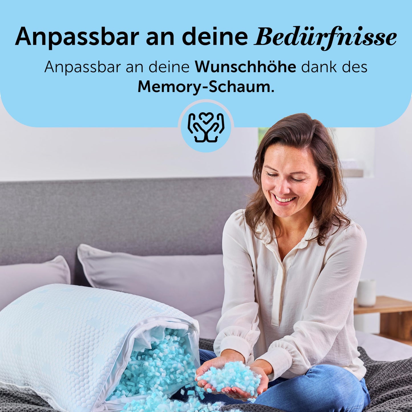 Cloudpillo Premium Memory Foam Pillow - Adjustable Height 50x70 cm - Ergonomic Pillow - Cool and Warm Pillow - Hypoallergenic Bed Pillow - Sustainable and Ideal for Allergy Sufferers