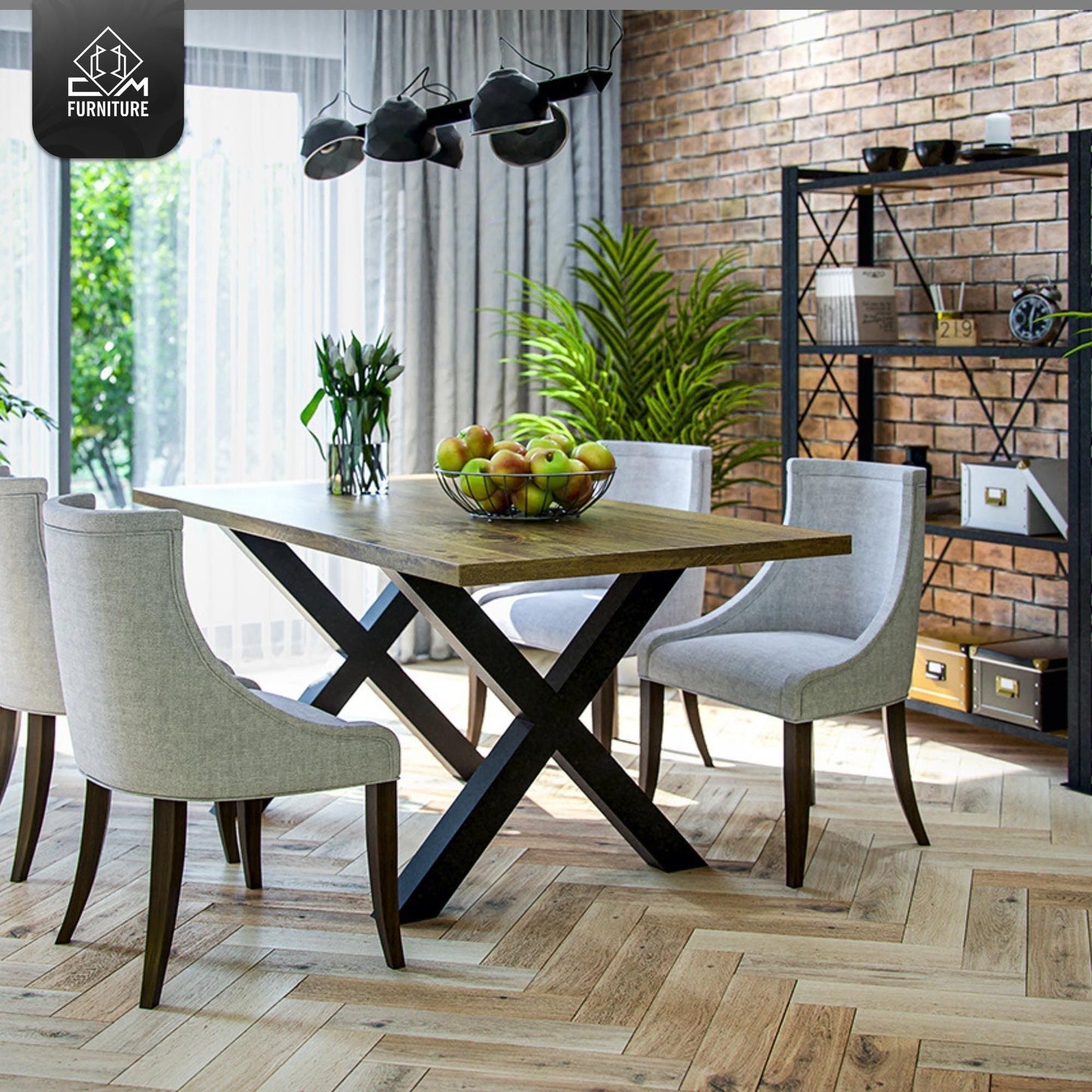 CM Furniture X-Form Table Legs Height Adjustable Metal Anthracite X Outdoor/Home TABLE BASE 80x72 cm Garden Table Desk Dining Table Furniture Legs Table Feet Living Room Anti-Scratch Pads 2 Pieces