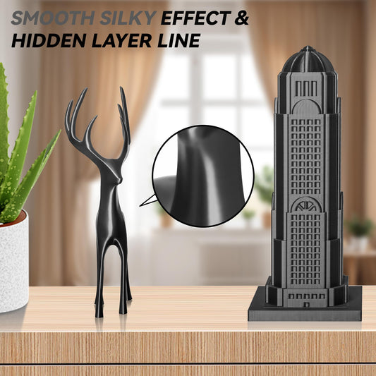 Silk PLA Filament 1.75mm, TINMORRY 3D Printer Filament, 1kg, 1 Spool, Iron Black