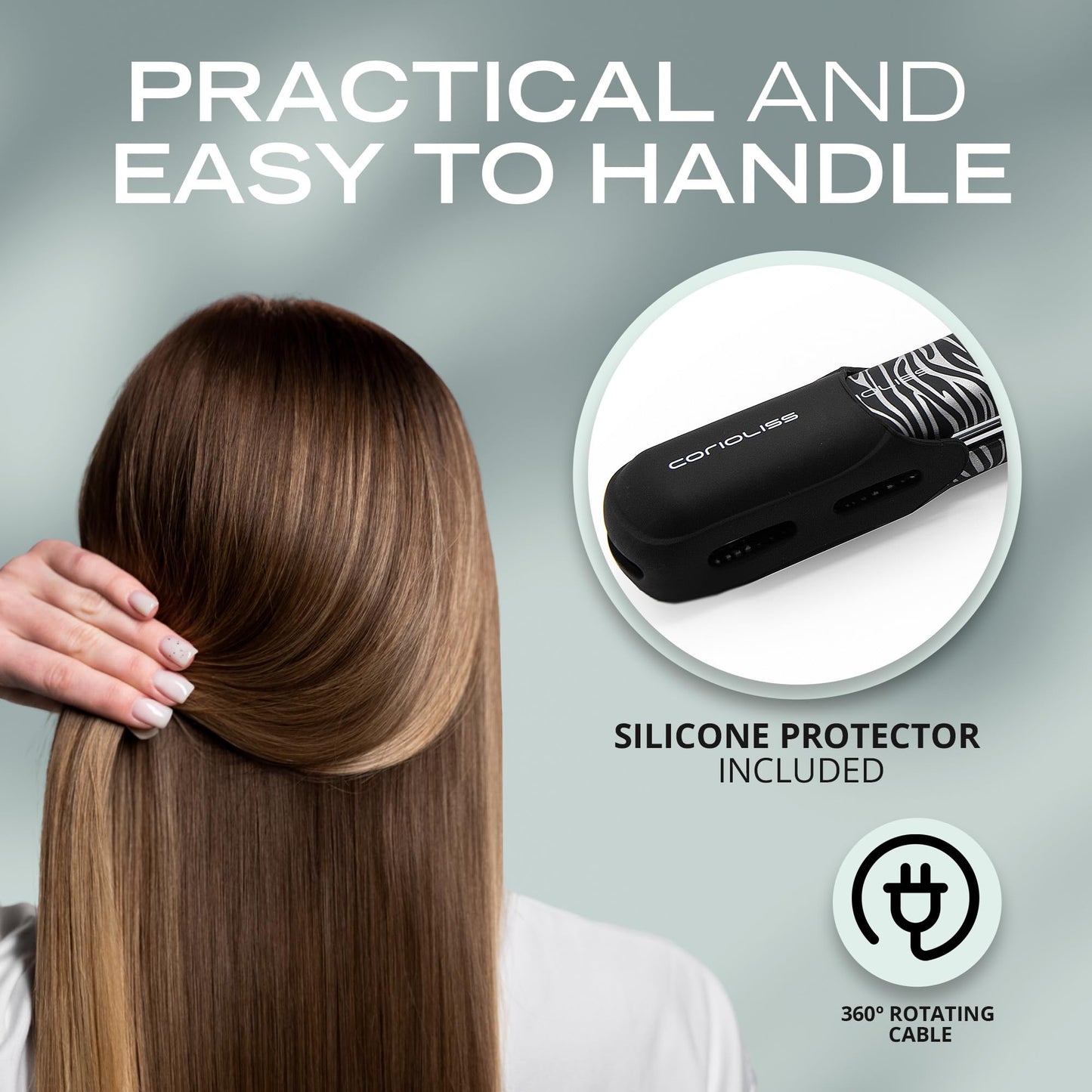 Corioliss C-Style flat iron is designed for women with fine hair. It features titanium plates and professional temperature control for optimal results.