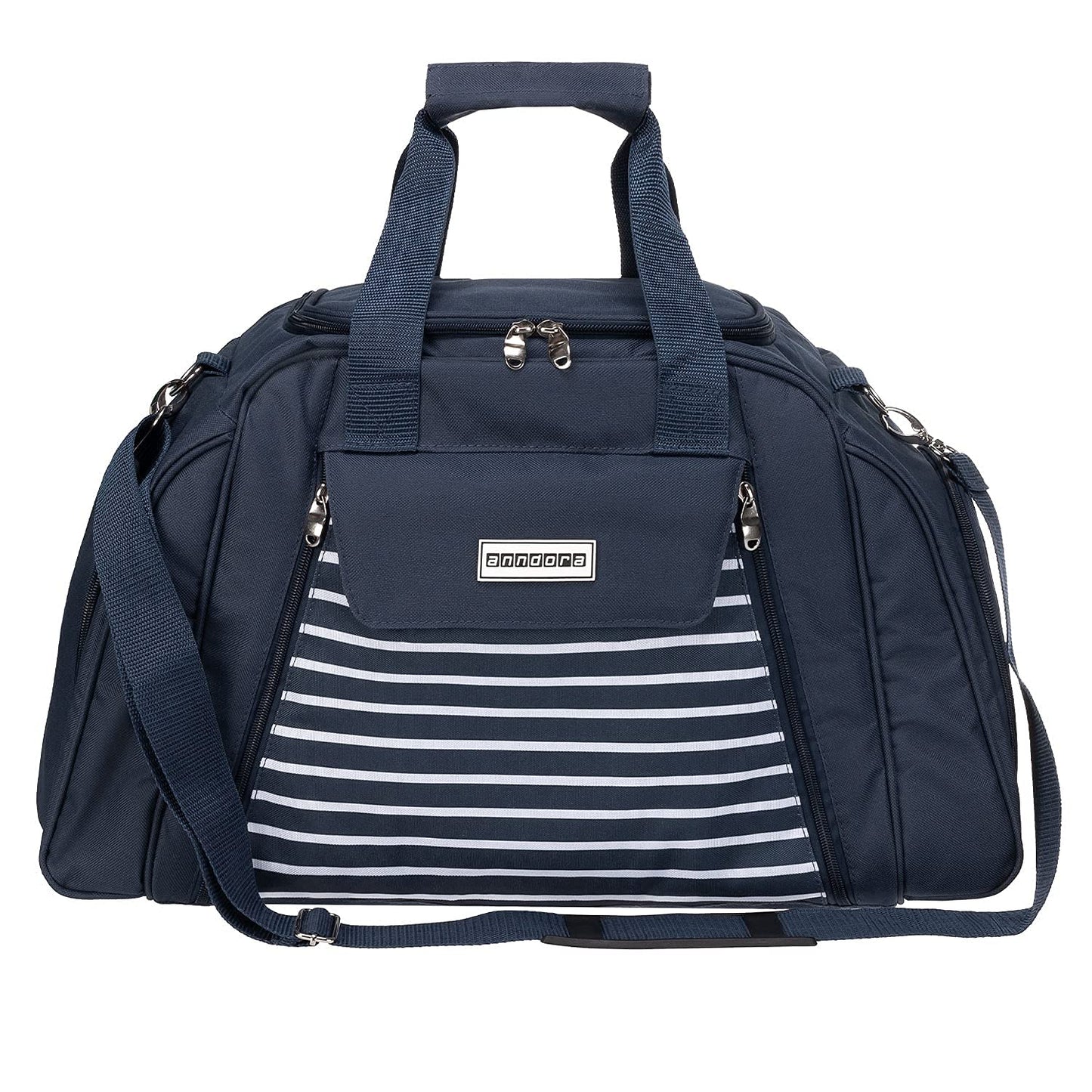 anndora picnic bag with cooling compartment navy blue white striped 29 pieces 4 persons