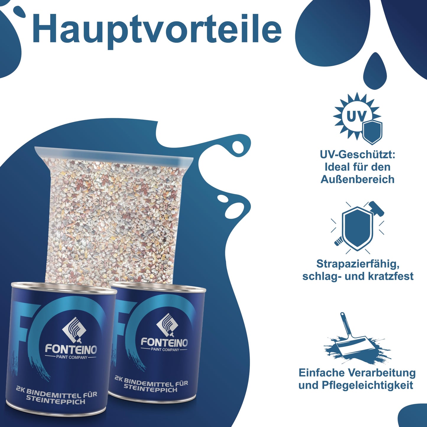 Stone carpet natural stone carpet kit - 55 lbs marble chips & 3.3 lbs 2K epoxy resin binder - for indoor areas on screed, concrete & tiles - Botticino 4-8mm granulation