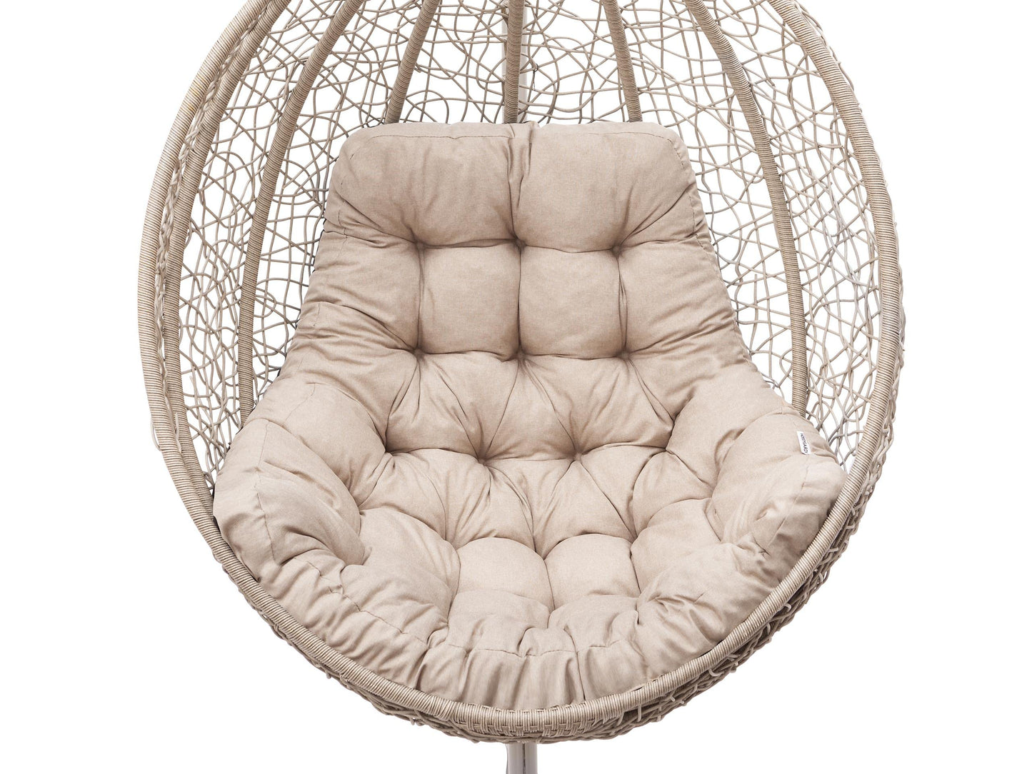 PillowPrim Hanging Chair Cushion, Cushion for Poly Rattan/Rattan Hanging Swing, Pad, Hanging Basket, Swing Basket, Swing Cushion Back Cushion in Beige color.