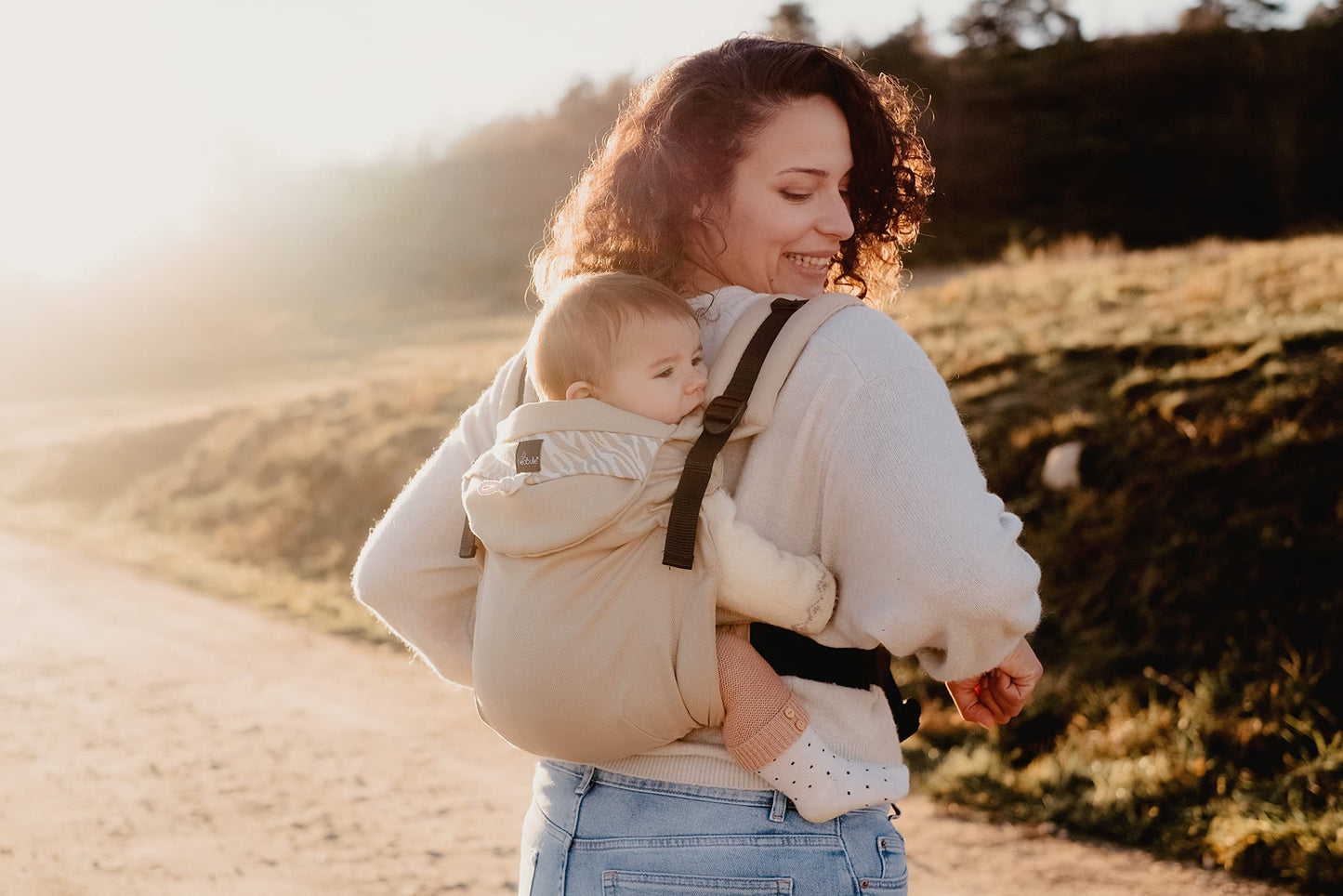 Néobulle - Baby carrier | evolutionary Néo V3 | adjustable with fabric for up to 24 months | 100% cotton with soft straps and Galet Physiological Belt | Color Savane
