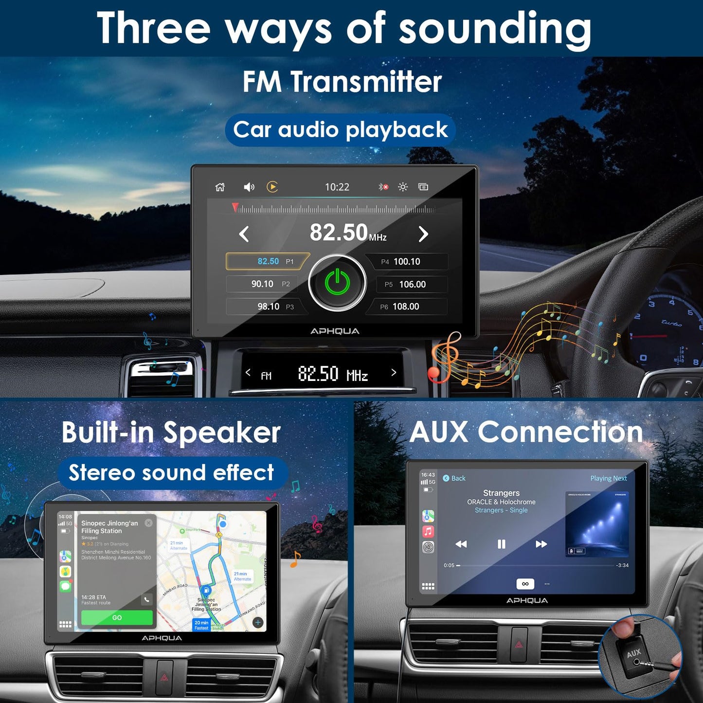aphqua 2023 Newest Wireless Apple Carplay & Android Auto, 7-inch Touchscreen Digital Media Car Radio Receiver Wirelessly Portable Car Radio with Mirror Link, Google, Bluetooth