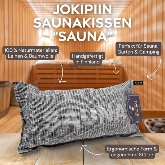 Jokipiin Premium Sauna Pillow 40x22 cm - 100% Made in Finland - Linen & Cotton - Oeko-Tex Certified - Wellness Headrest & Neck Pillow for Sauna Spa & Relaxation